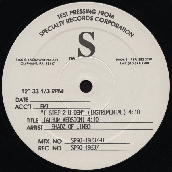 Shadz Of Lingo - I Step 2 U Den [12" Single]