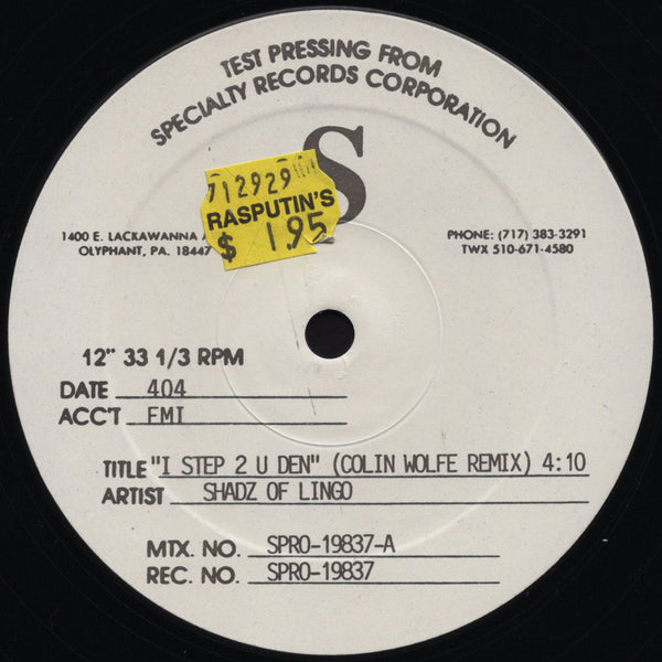 Shadz Of Lingo - I Step 2 U Den [12" Single]