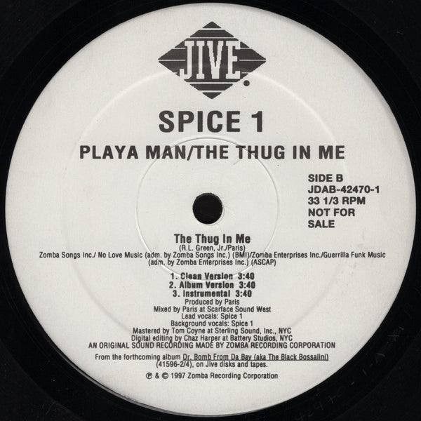Spice 1 - Playa Man / The Thug In Me [12" Single]