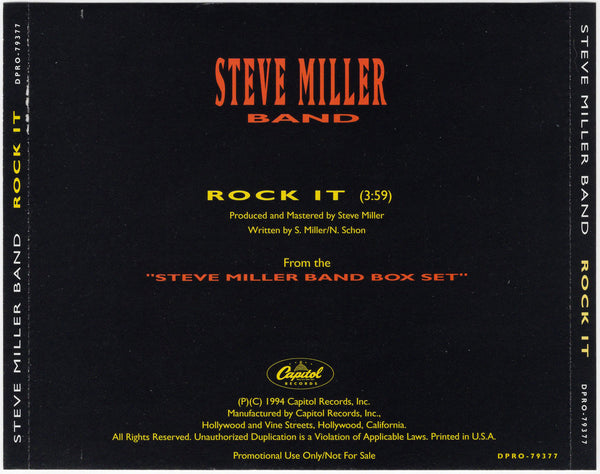 Steve Miller Band - Rock It [CD Single]