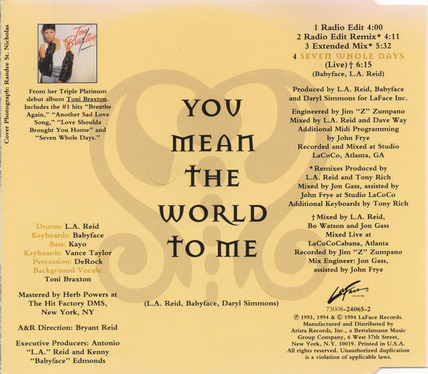 Toni Braxton - You Mean The World To Me [CD Single]
