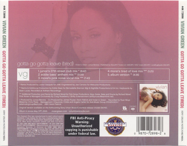 Vivian Green - Gotta Go Gotta Leave (Tired) [CD Single]