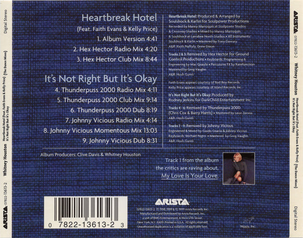 Whitney Houston - Heartbreak Hotel / It's Not Right But It's Okay (The Dance Mixes) [CD Single]