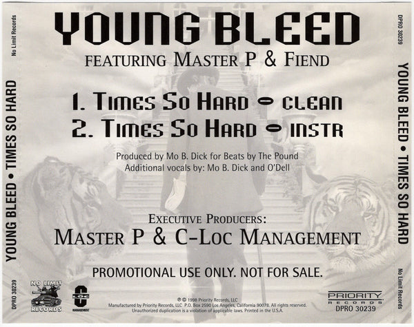 Young Bleed, Master P & Fiend - Times So Hard [CD Single]